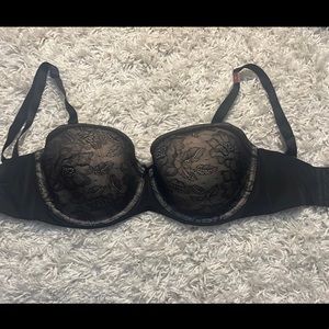 Cacique Lightly lined lace multi way strapless bra 34H
